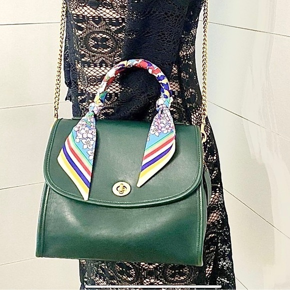 Coach Vintage Manor Leather Top Handle Satchel in Bottle Green #9977 - Picture 14 of 16